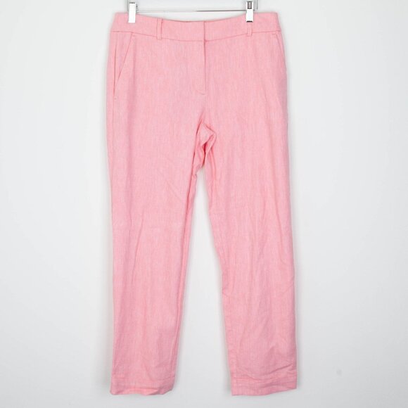 Loft Womens Devin Slim Linen Blend Ankle Pants Size 4 Pink Career Office Summer - Picture 1 of 8